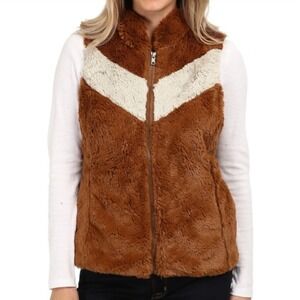 Patagonia Pelage Fleece Vest Medium Brown Chevron Full Zip Gorpcore Layering